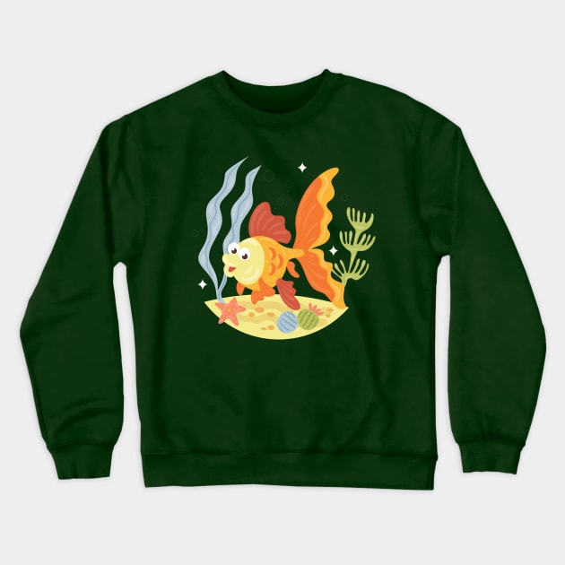 Fish Colorful Hand drawn Illustration Crewneck Sweatshirt by Mako Design 